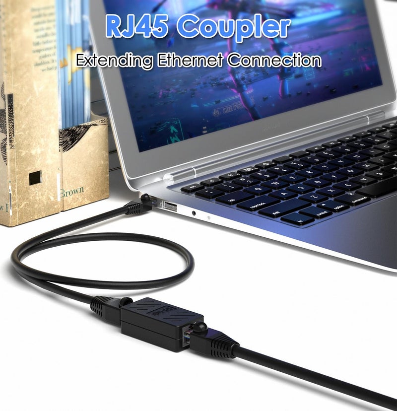 LVY Ethernet Extender RJ45 Couplers Network Cable Coupler Cat 5 Coupling Lnternet Female to Female Connector Lnline Coupler for Cat5/ Cat5e/ Cat6e/ Cat7 Ethernet Extension Cable (Black 6pcs) - Image 4